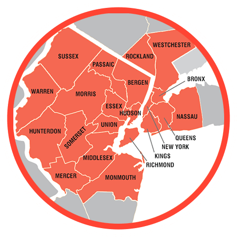 Service area in New York City, New Jersey & Newark